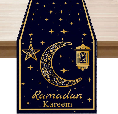 Farol negro de luna dorada con estrellas Ramadán Kareem para decoración