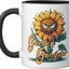 Taza Cerámica Jardín Negro Blanco Monstruo Girasol