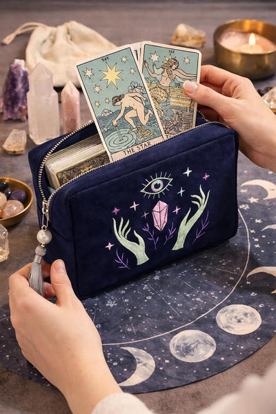 Bolsa terciopelo con cremallera para tarot y cristales