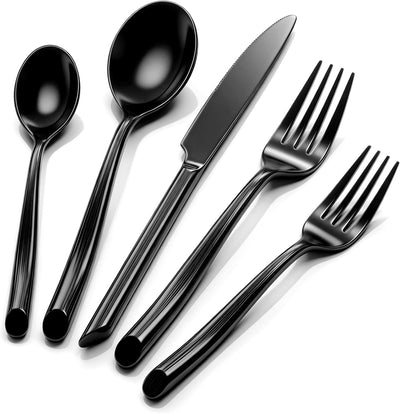Set 20 Pzas Cubiertos Acero Inox Negro Apto Lavavajillas