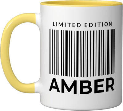 Taza Cerámica Personalizada con Nombre Amarillo Blanco