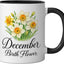 Taza cerámica de cumpleaños flor de narciso negro/blanco