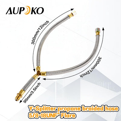 Tubo trenzado divisor gas propano 3/8 pulg adaptador chimenea