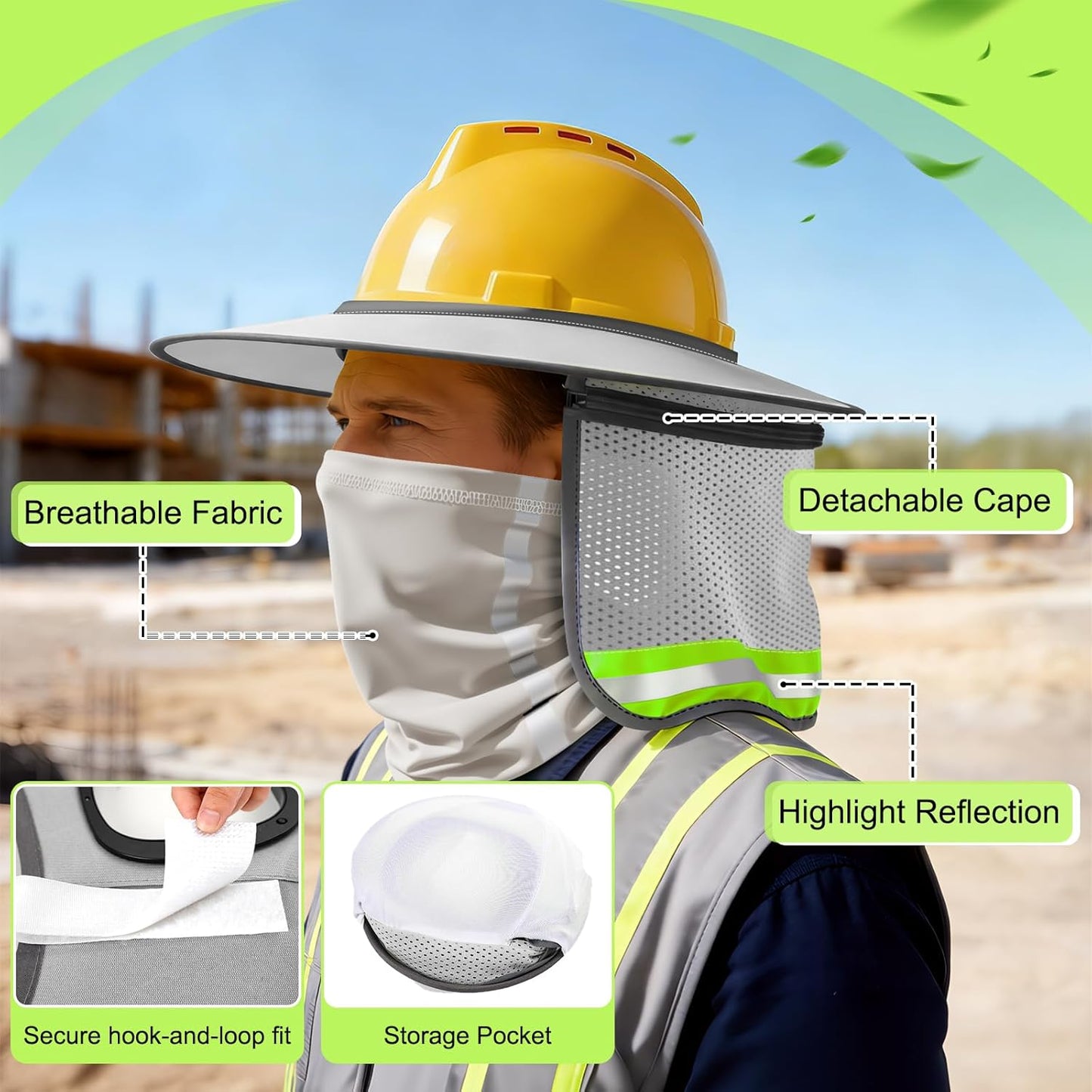 Visor sombra para casco con capucha y gaiter reflectante