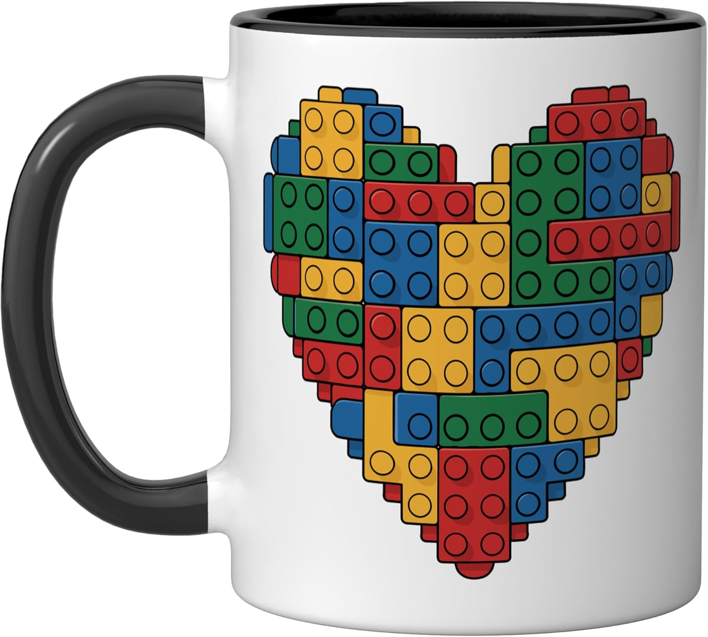 Taza cerámica Hearts Blocks Brick Builder en negro/blanco