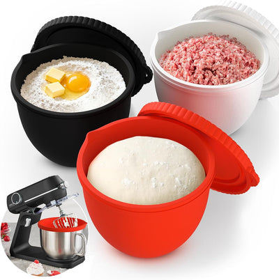 Tazón silicona para KitchenAid 5qt con tapa rojo blanco negro