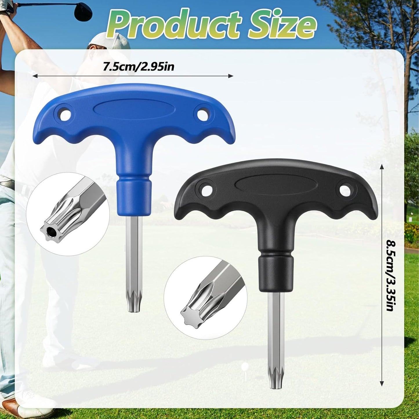 Herramienta para palos de golf con mango plástico ajustable 2 pzas