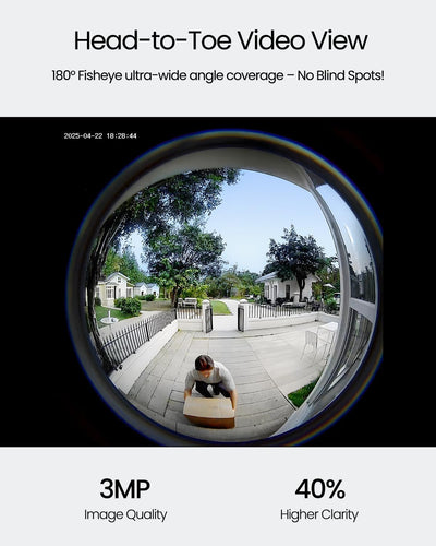 Cámara timbre video inalámbrica 2K 180° WiFi 2.4 GHz