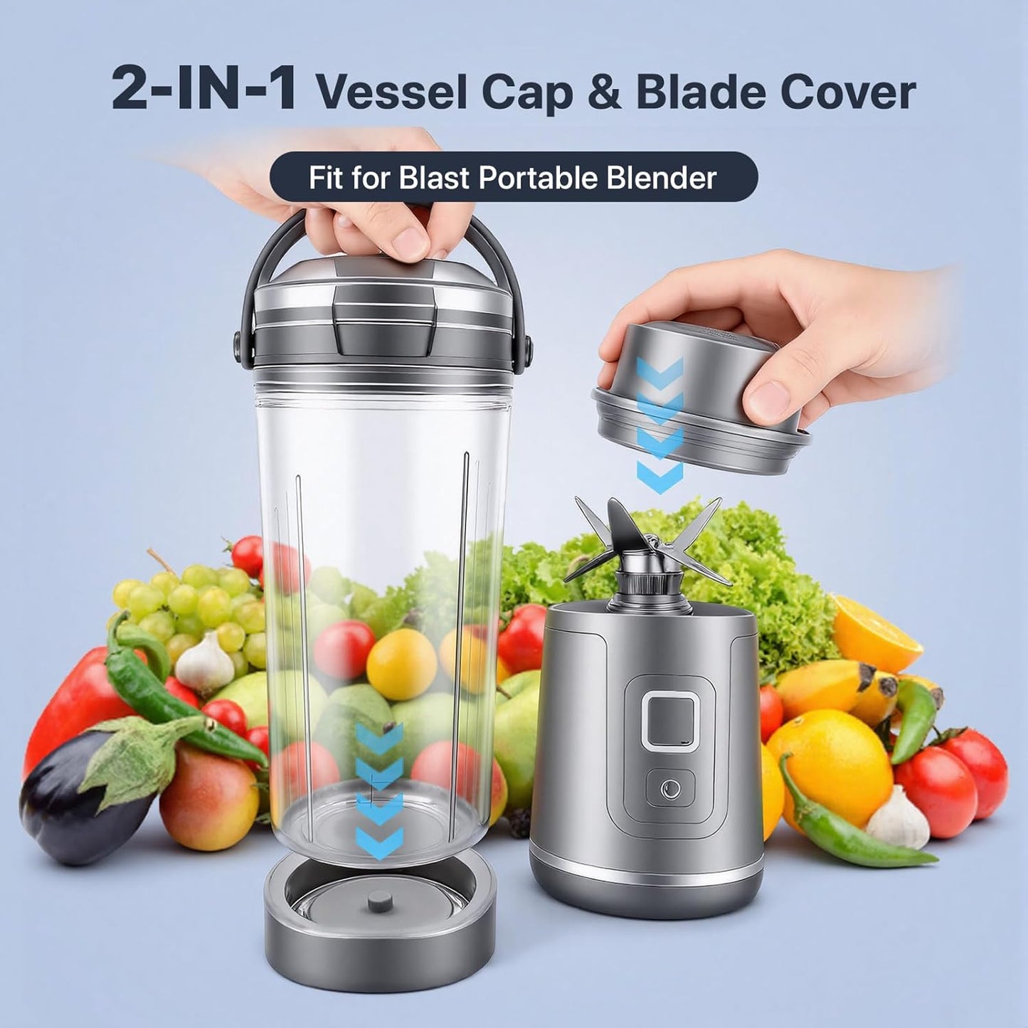 Juego tapa y cuchilla para recipiente compatible con Ninja Blast BC100/BC151 sin BPA