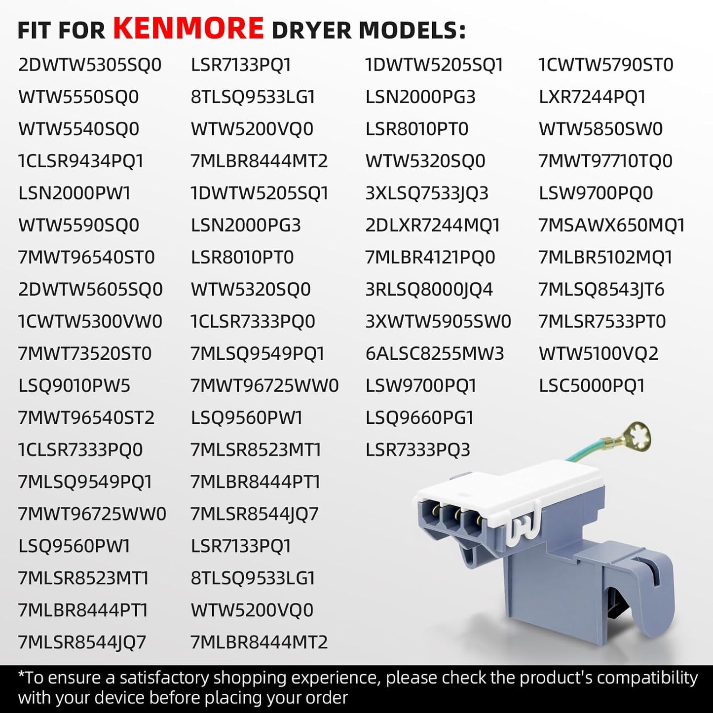 Interruptor puerta secadora comp Whirlpool WTW5550SQ0