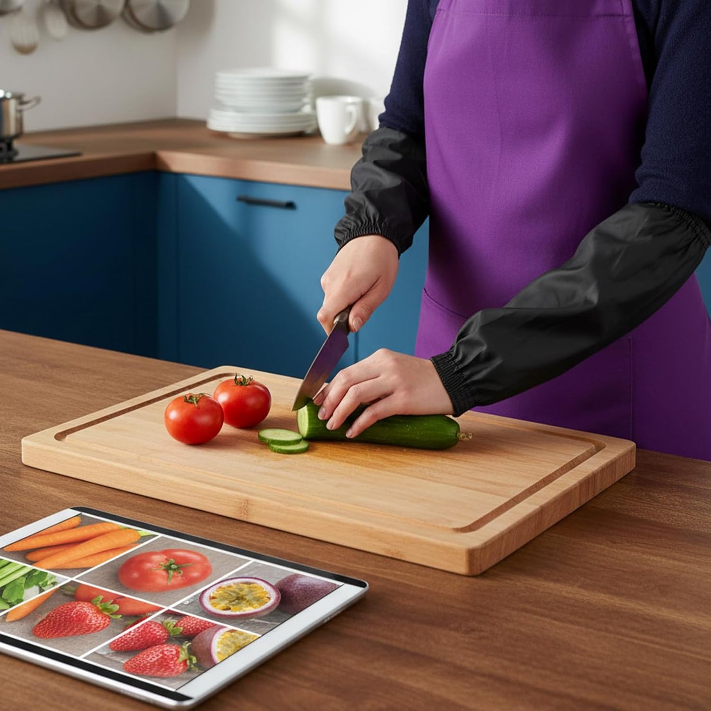 2 Pzas Cubre Brazo Elástico Impermeable para Cocina Jardinería