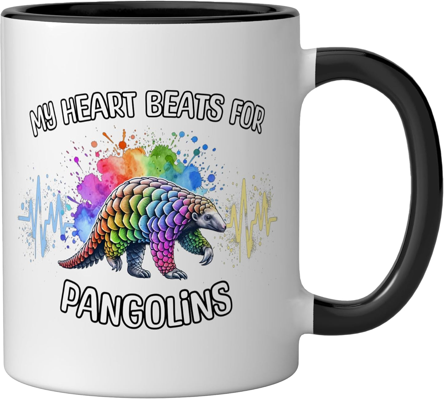 Taza de cerámica Pangolin ECG negra/blanca