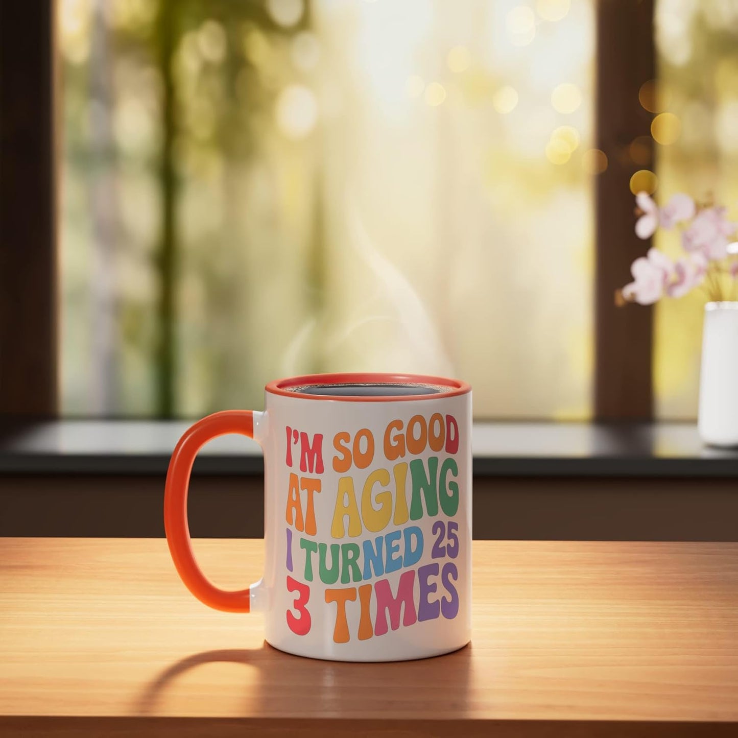 Taza Cerámica Edad Senior Naranja/Blanco