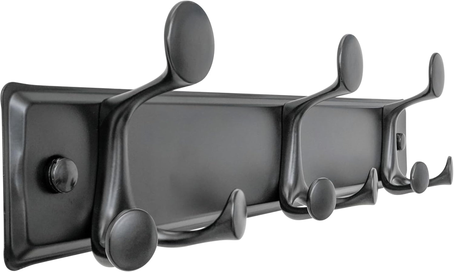 Perchero pared moderno 17pulg 9 ganchos negro mate