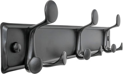 Perchero pared moderno 17pulg 9 ganchos negro mate