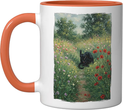 Taza Cerámica Arte Francés Floral Gato Vintage