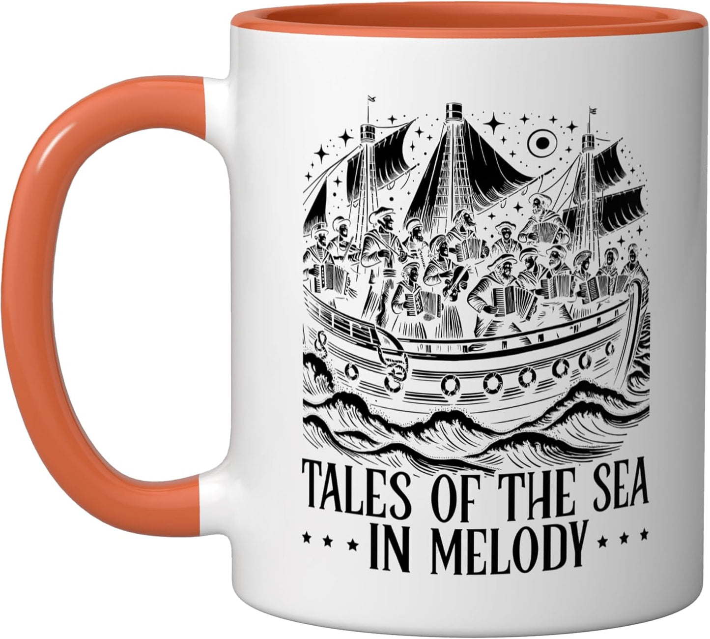Taza Cerámica Canciones de Mar Naranja/Blanco