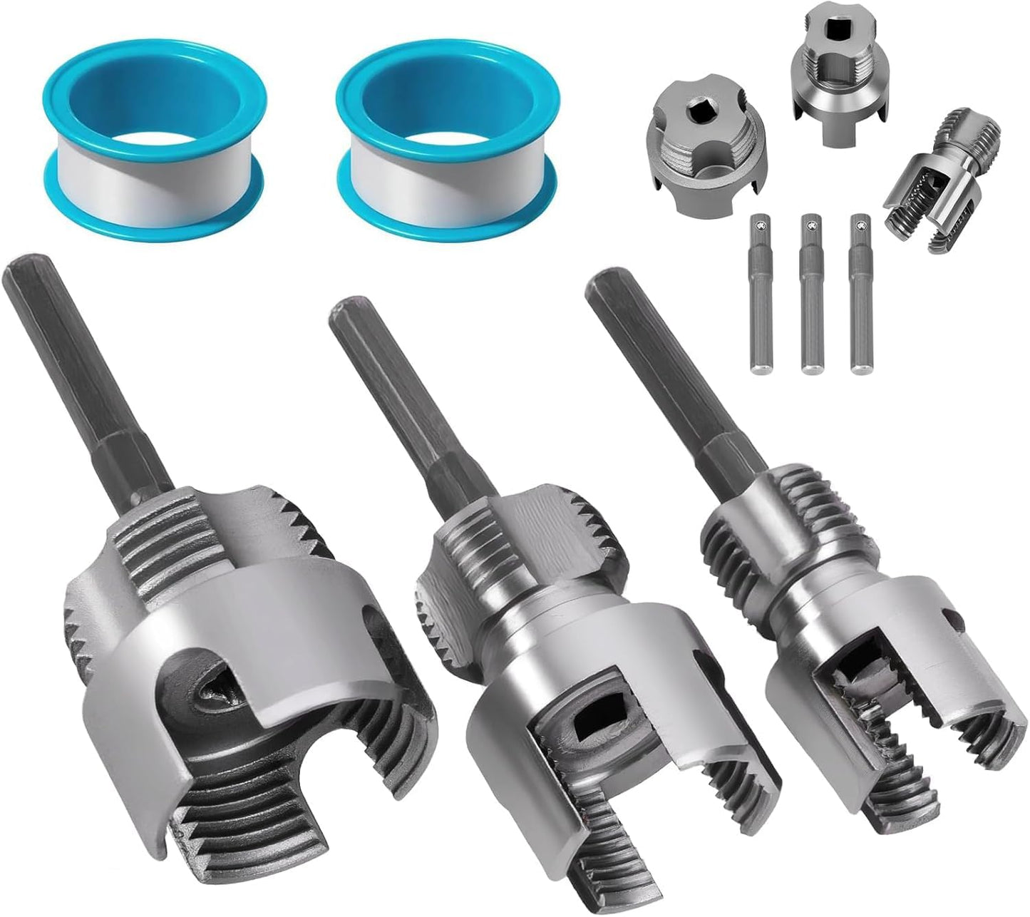Set 3 herramientas roscado doble función para tubos PVC 1/2-1"