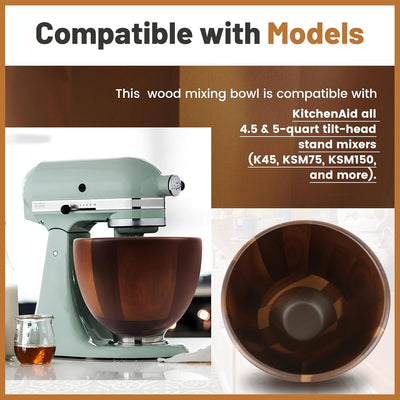 Tazón madera comp KitchenAid 4.5-5qt con base acero