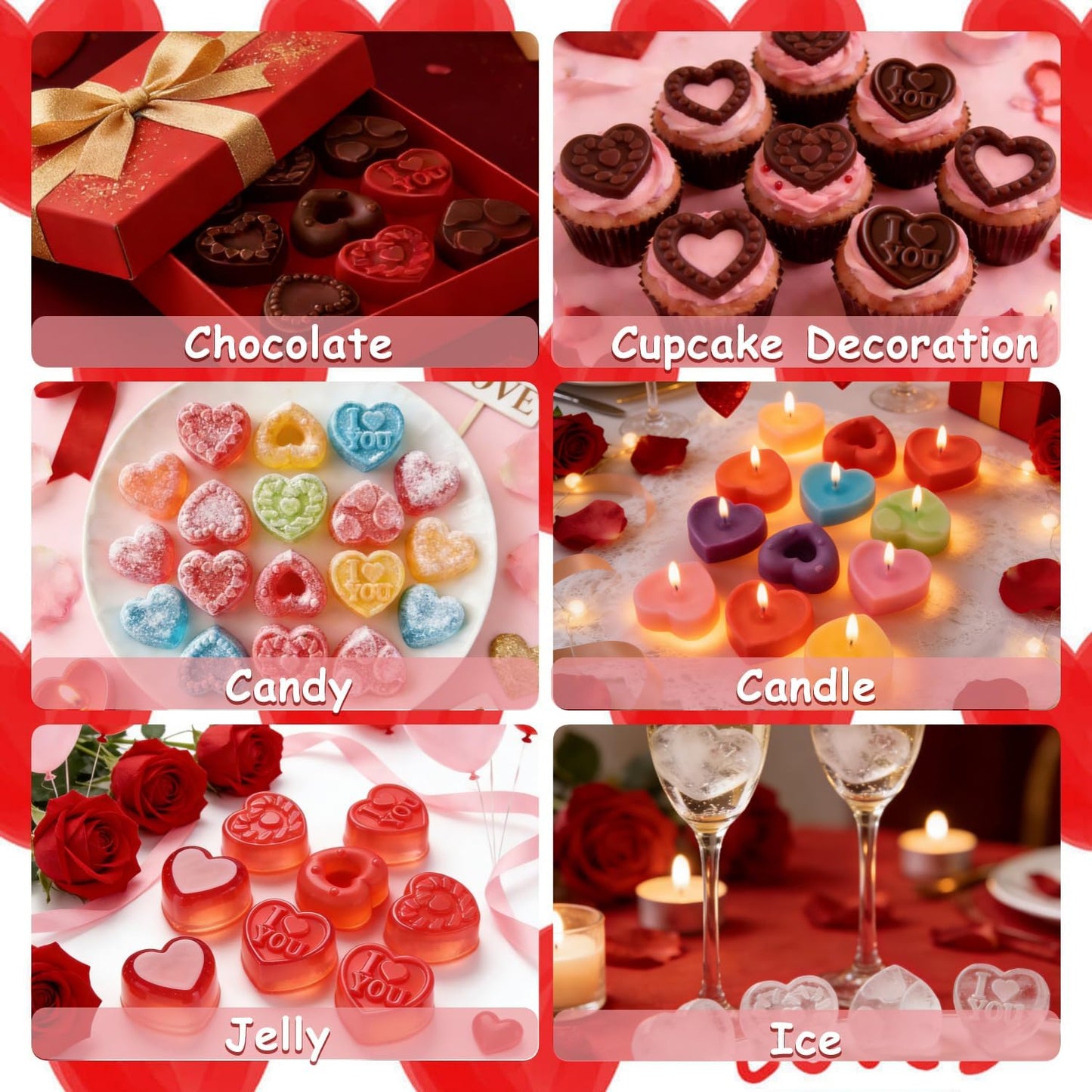 Molde silicona corazón 2uds para caramelo chocolate pastel gelatina