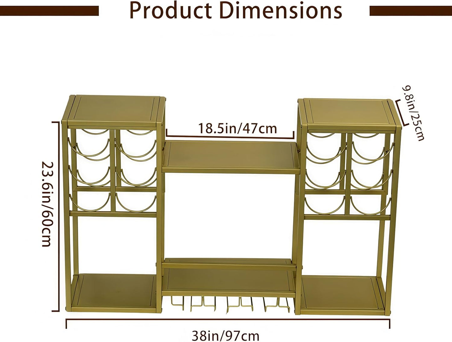 Estante para vino en pared metal soporte vidrio minimalista