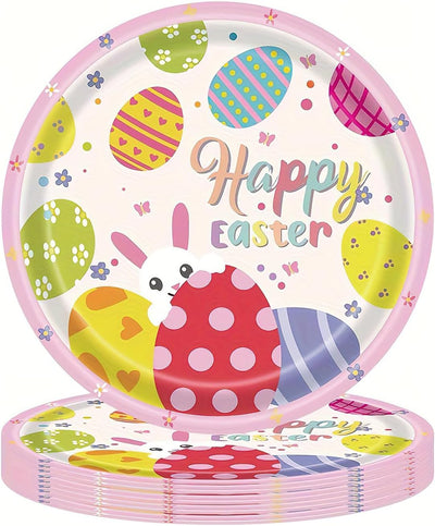 Platos de papel temática conejo de pascua 7 pulgadas para fiestas de primavera