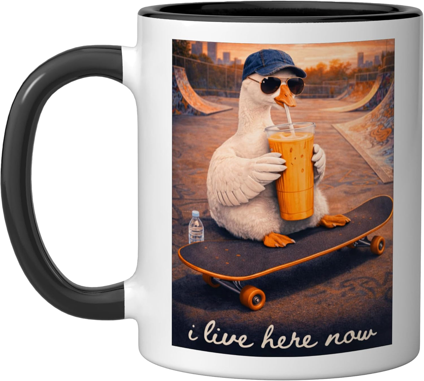 Taza Cerámica I Live Here Now Negro/Blanco