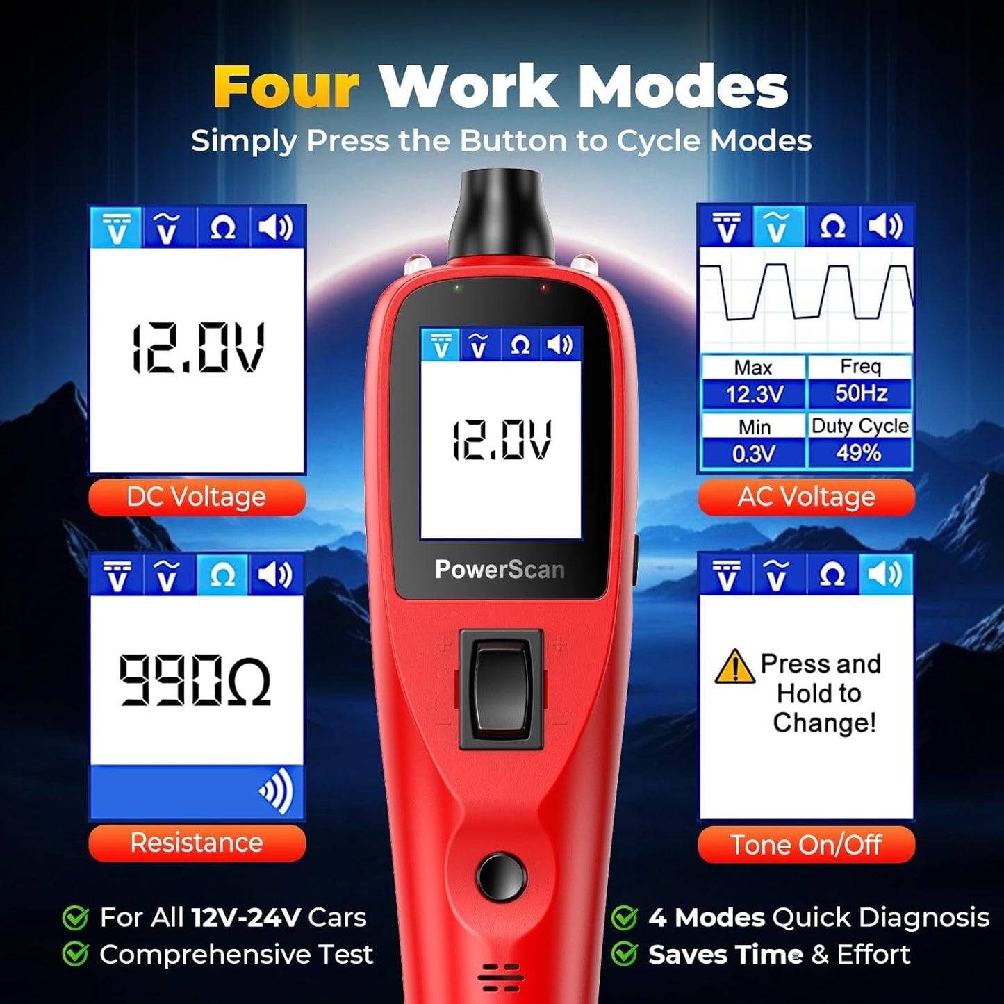 Probador circuito automotriz PS100 12-24V con linterna