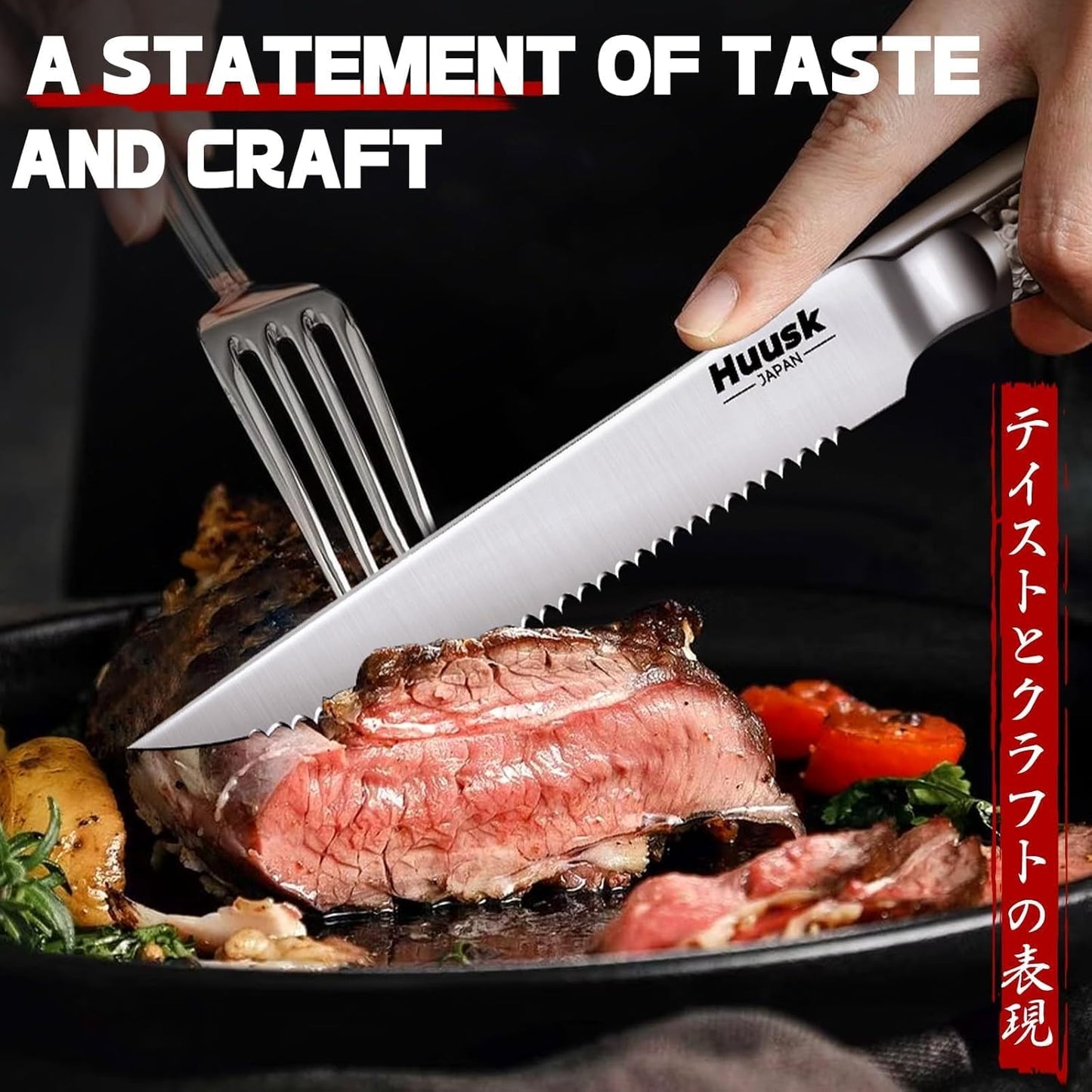 Set 8 Cuchillos de Carne con Bloque Huusk