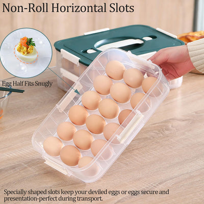 Contenedor huevos deviles doble capa 36uds con tapa verde