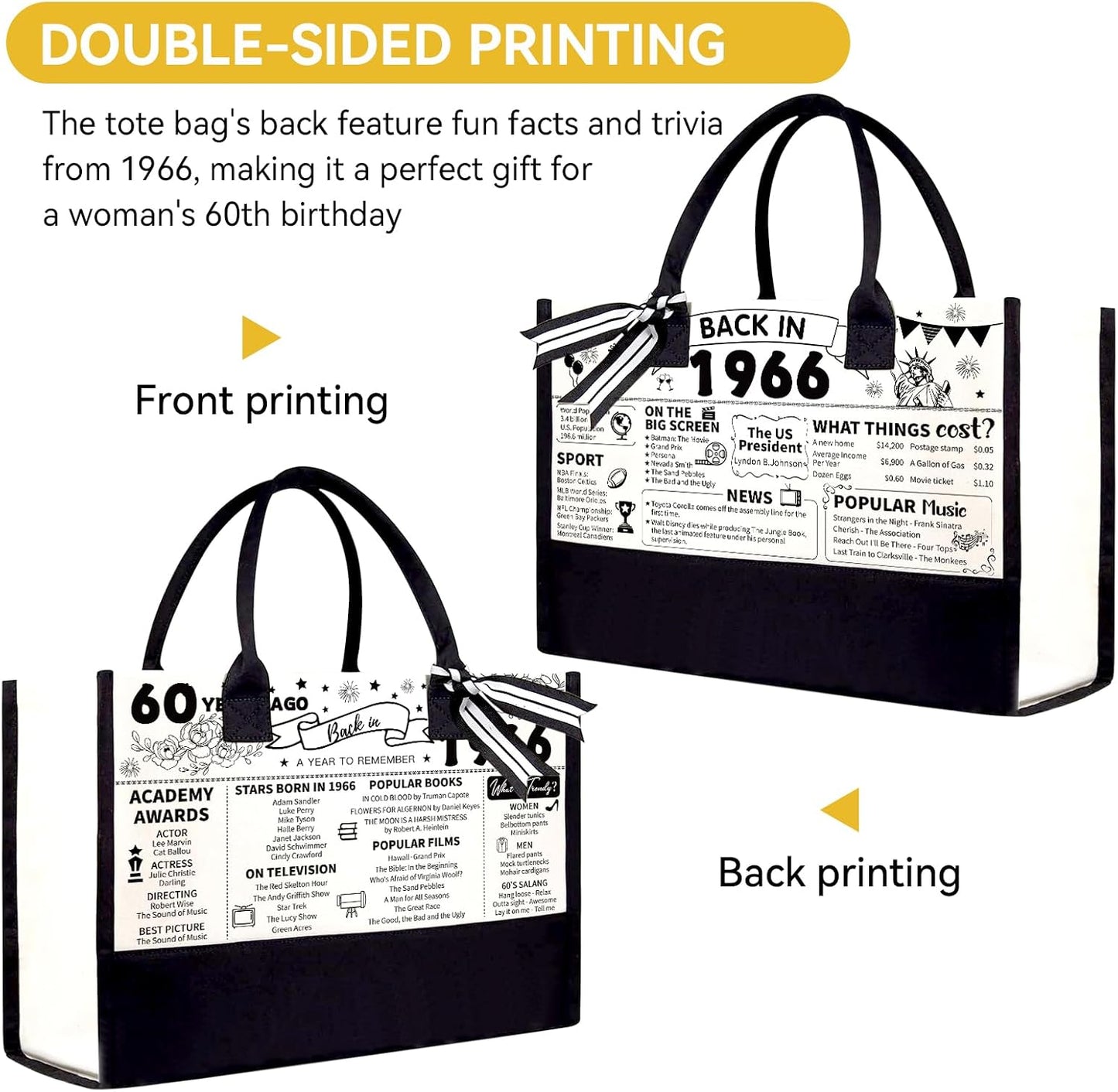 Bolsa tote canvas para mujer regalo cumpleaños 60 70 80