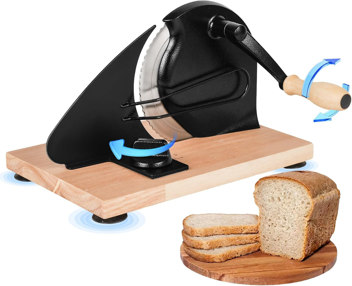 Rebanadora pan manual ajustable 0-0.8 pulgada ventosa cocina negro