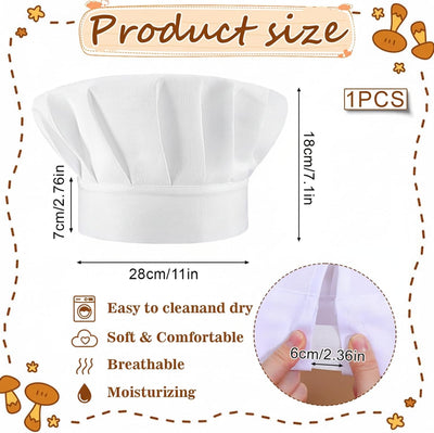 Sombrero de chef ajustable para adultos color blanco