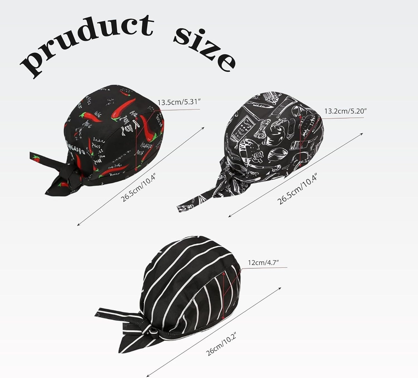 3 sombreros de chef ajustables transpirables para hombres y mujeres