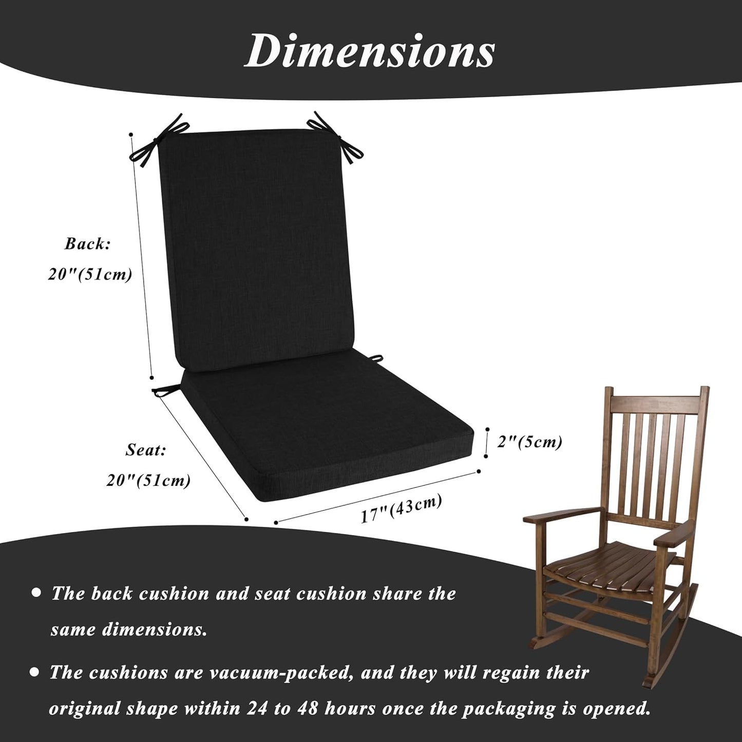 Set Cojines Silla Comedor y Mecedora Negro