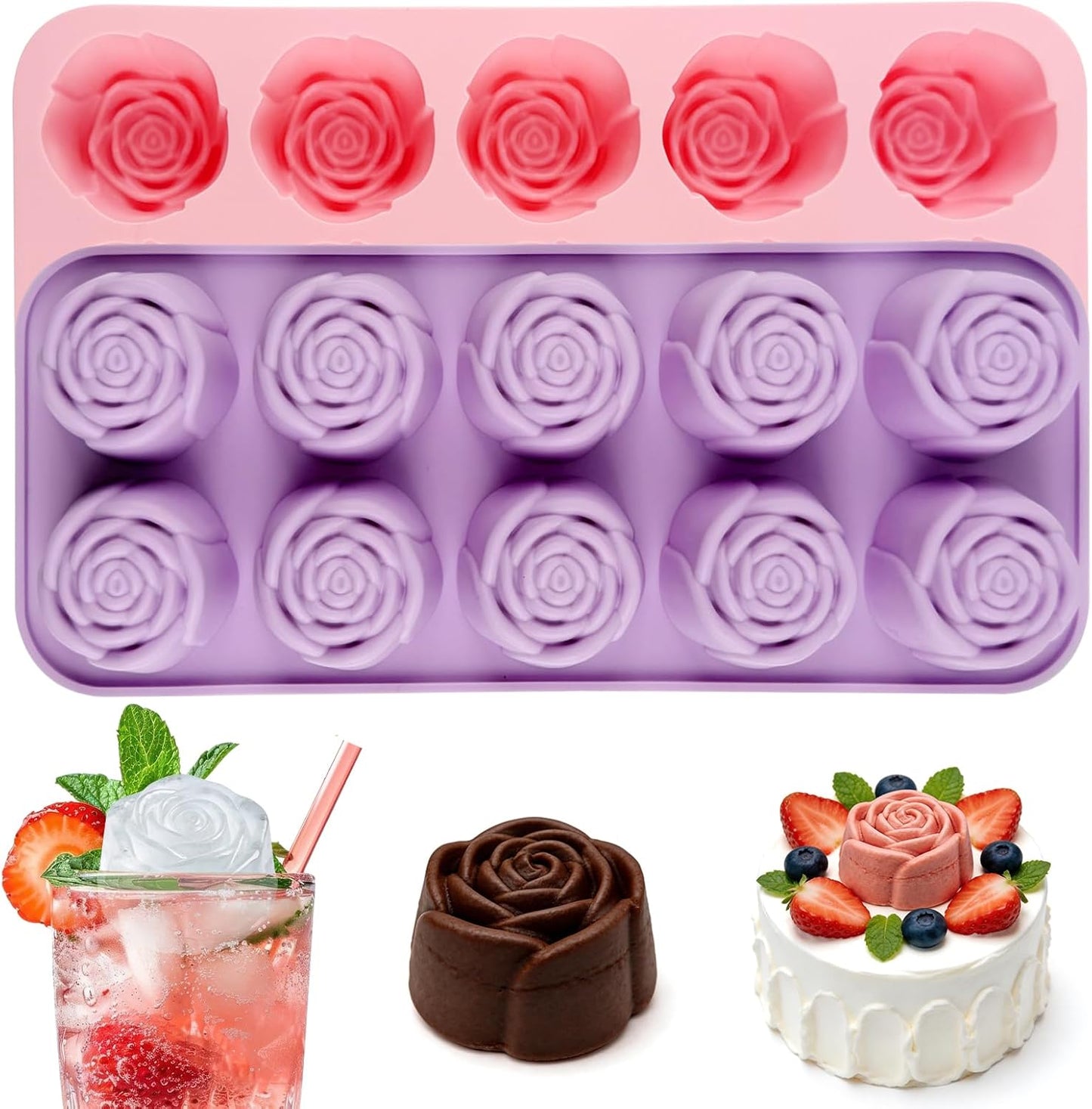 Molde silicona rosa para flores, caramelo y muffins