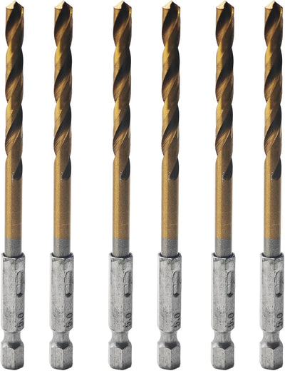 Set 6 brocas hex 0.19pulg acero titanio cambio rápido