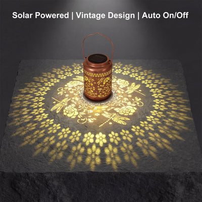 Farol solar libélula metal campanillas jardín luces patio