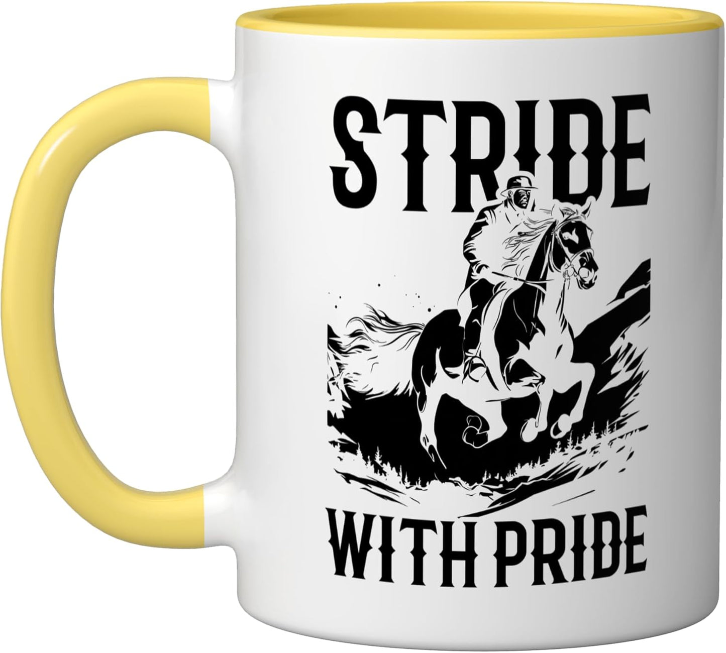 Taza Cerámica para Amantes del Ecuestre Amarillo/Blanco