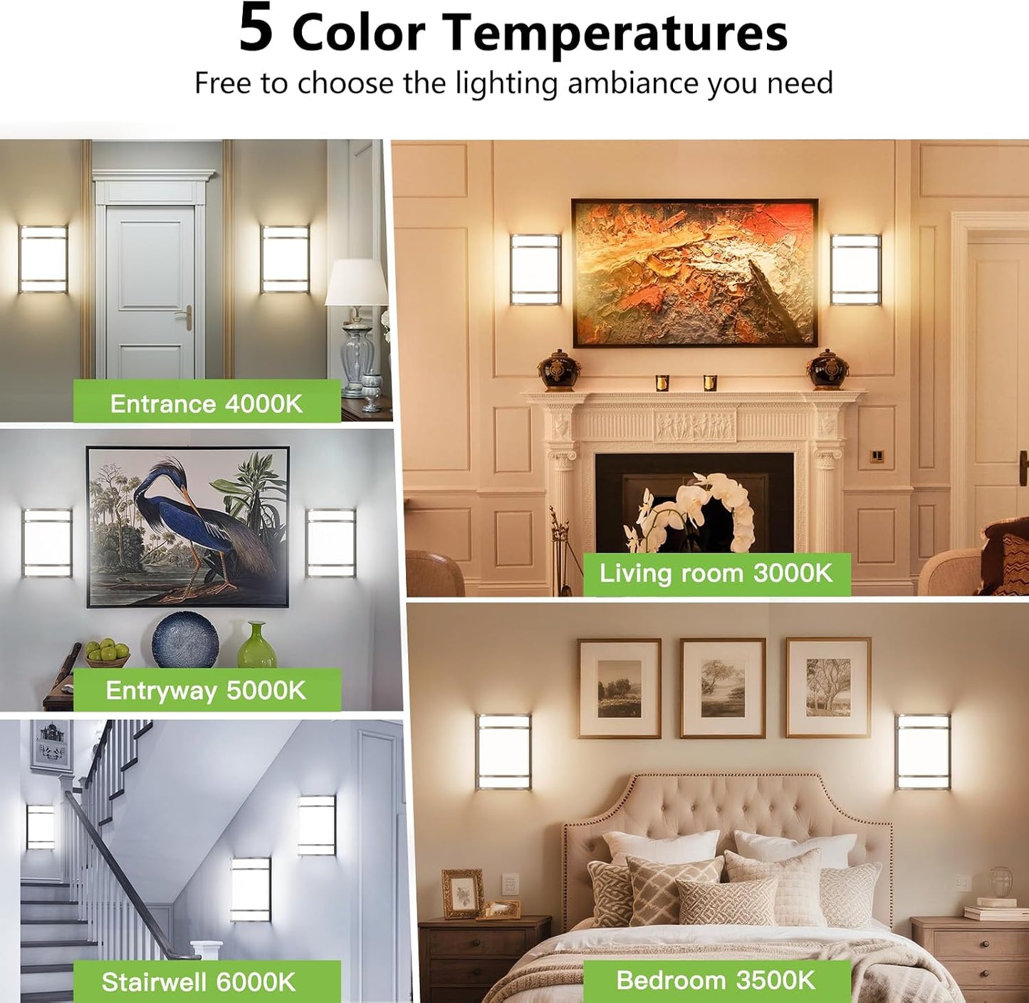 Lámpara pared LED ajustable 3000-6000K interiores