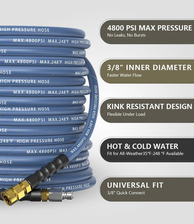 Manguera lavado 3/8pulg 75ft 4800PSI acero trenzado flexible