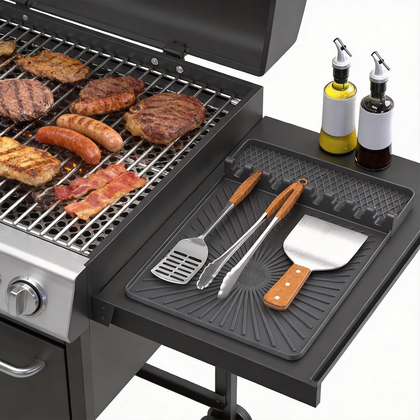 Alfombrilla silicona para herramientas parrilla Blackstone gris