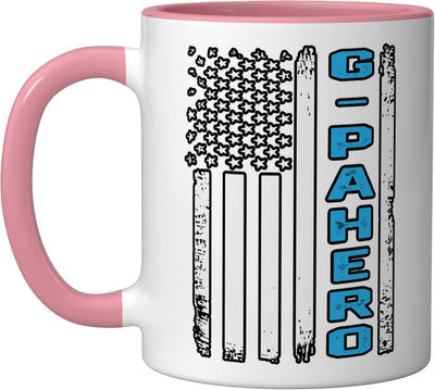 Taza Cerámica Bandera Americana Vintage Rosa/Blanco