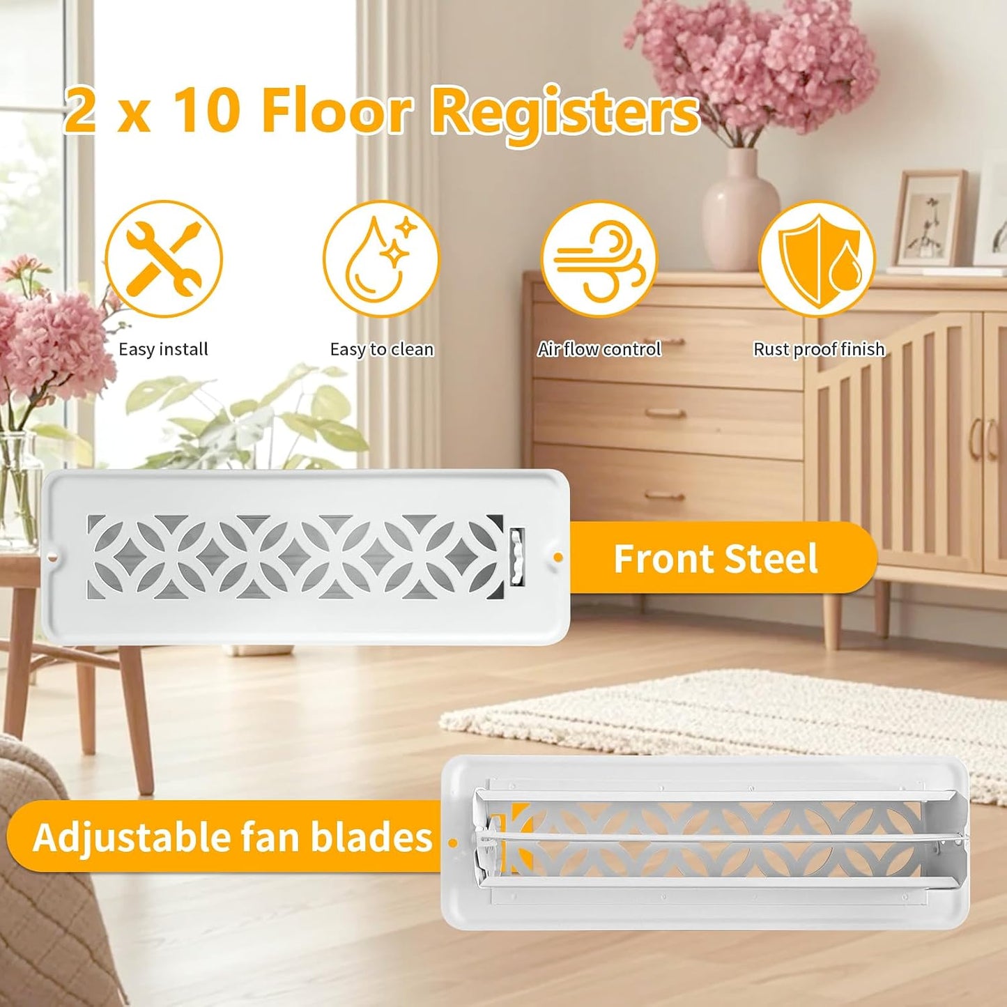 Set 2 Cubiertas Ventilación Suelo Ajustable