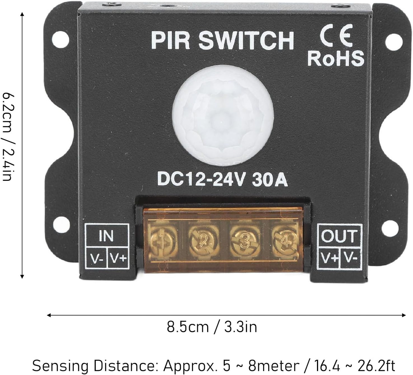 Interruptor sensor movimiento DC 12-24V 30A pir led