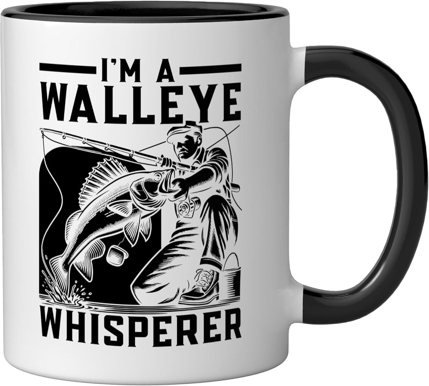 Taza Cerámica Pescador Negro/Blanco