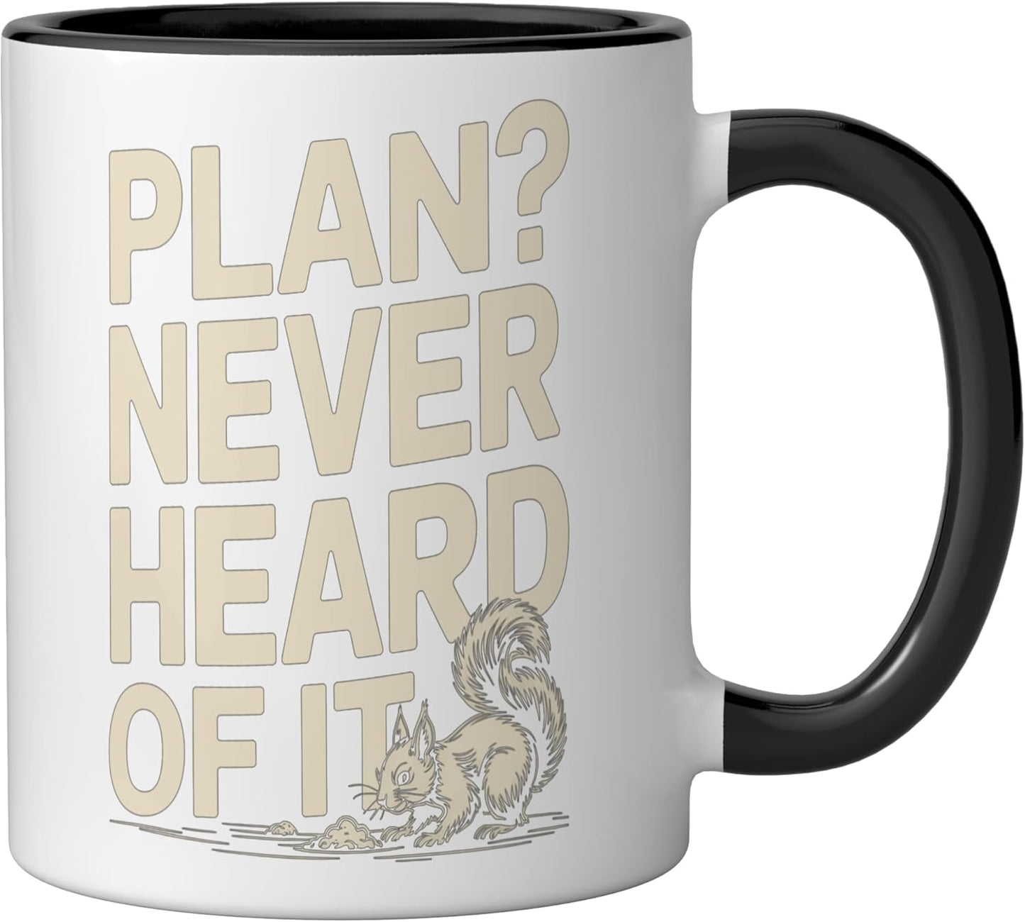 Taza cerámica de ardilla caótica negra/blanca
