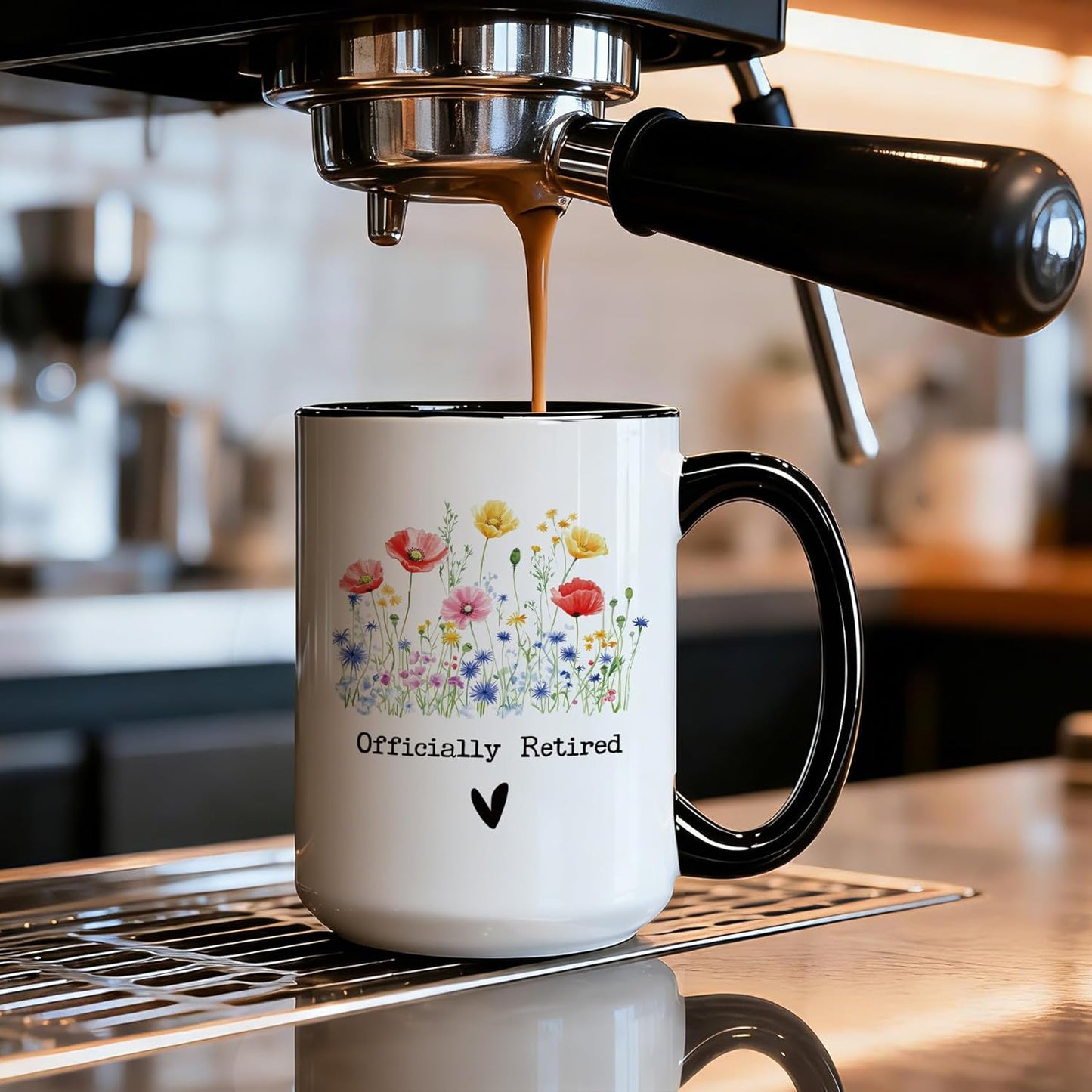 Taza de jubilación para mujer con diseño floral 2026