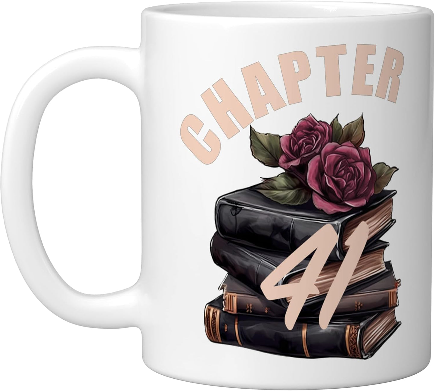 Taza cerámica para amantes de libros mujer cumpleaños 41