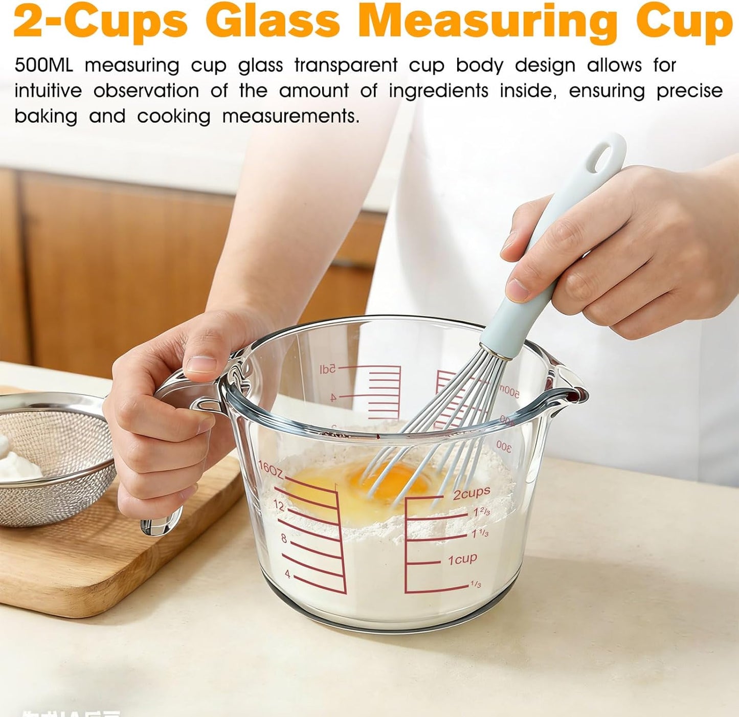 Taza medidora vidrio borosilicato 2 tazas cocina microondas